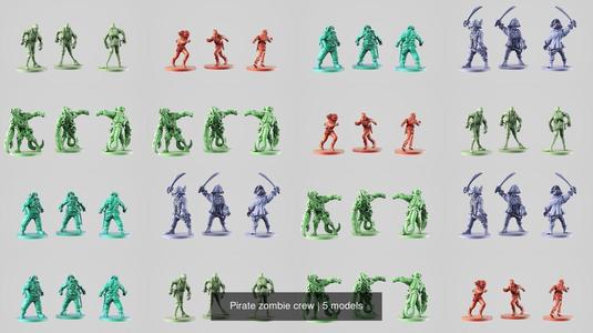 Pirate zombie crew 3D Model Collection