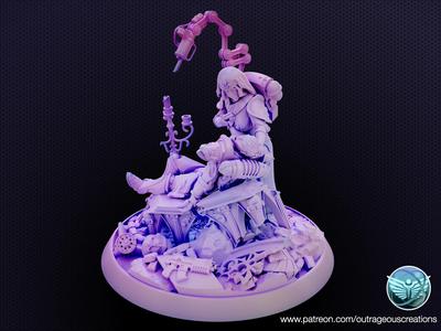 Warzone Nurse with wounded battle nun on diorama ornate base.