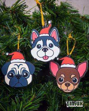 PUPPYS KEYCHAINS - CHRISTMAS ORNAMENTS - SET #5