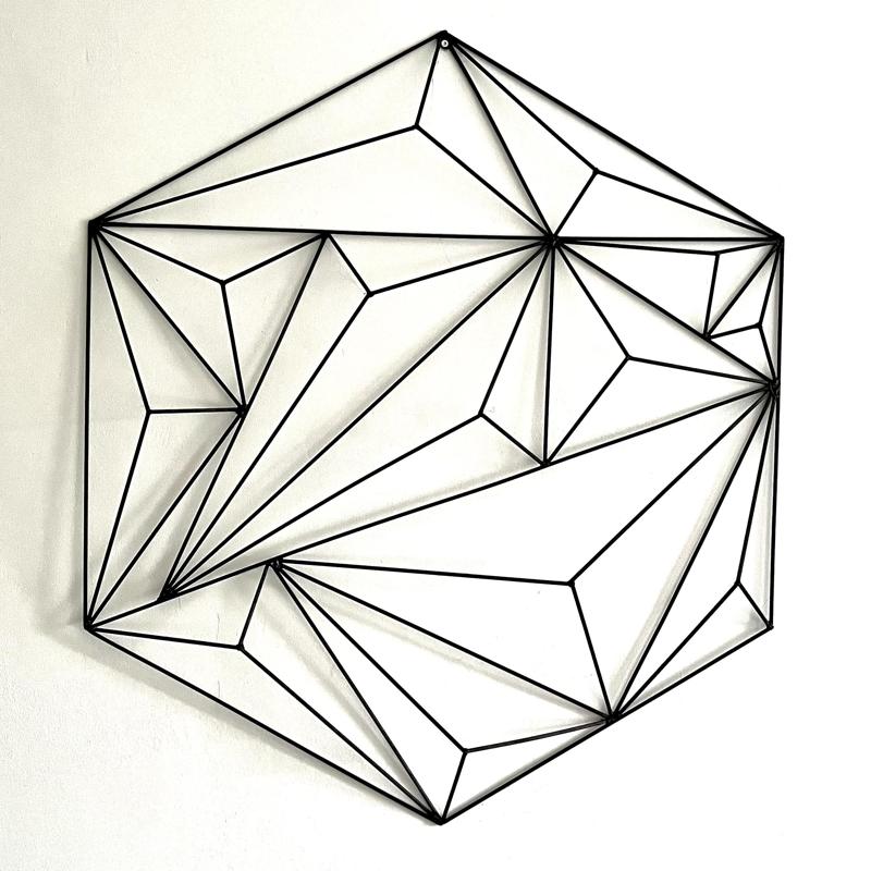 Hexagon lowpoly wall sculpture (wireframe)