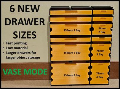 6 New Drawer Sizes for "Fast-Printing Modular Drawer System (Vase Mode)"