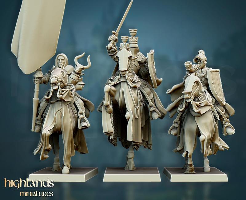 DISCONTINUED - Grail Knights Command Group - Highlands Miniatures