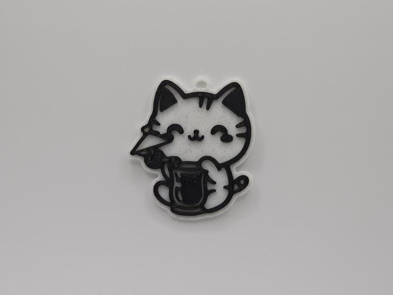 Cute Cat with Cocktail/Drink Keychain