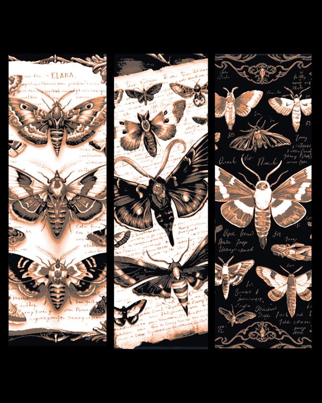 Fantasy Journal Pages on the Study of Magical Moths - Set of Bookmarks