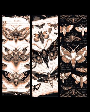 Fantasy Journal Pages on the Study of Magical Moths - Set of Bookmarks