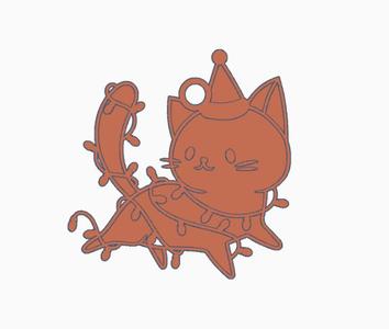 Multicolor Christmas Cat Earring 9.stl