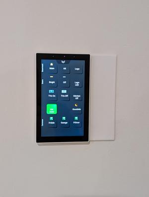 NSPanel Pro in dual-gang box supplemental faceplate