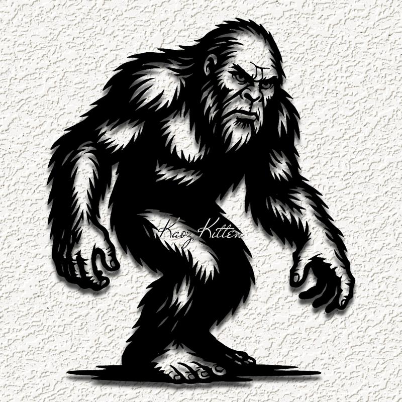 realistic crouching bigfoot sasquatch wall art home decor