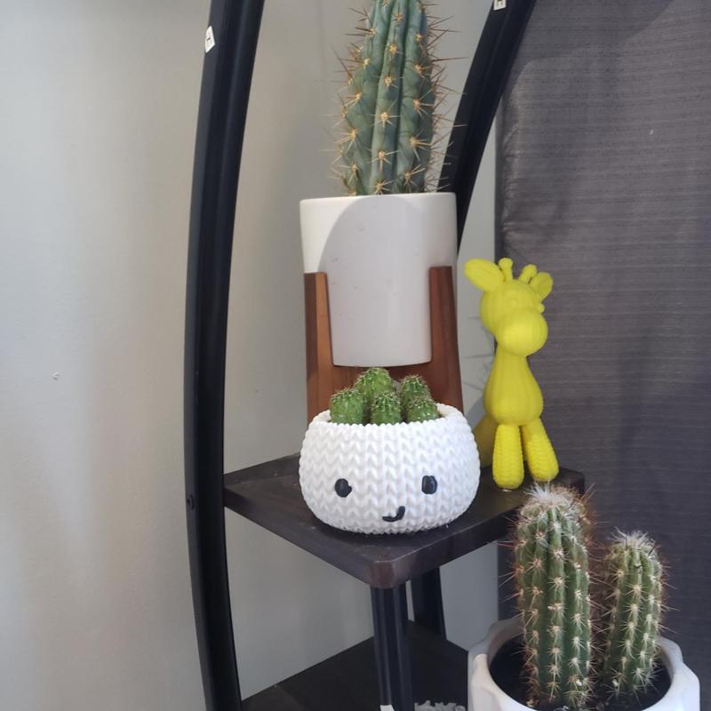 Happy crochet knitted planter pot