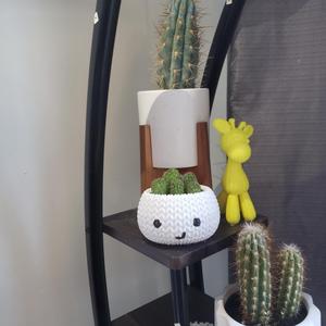 Happy crochet knitted planter pot