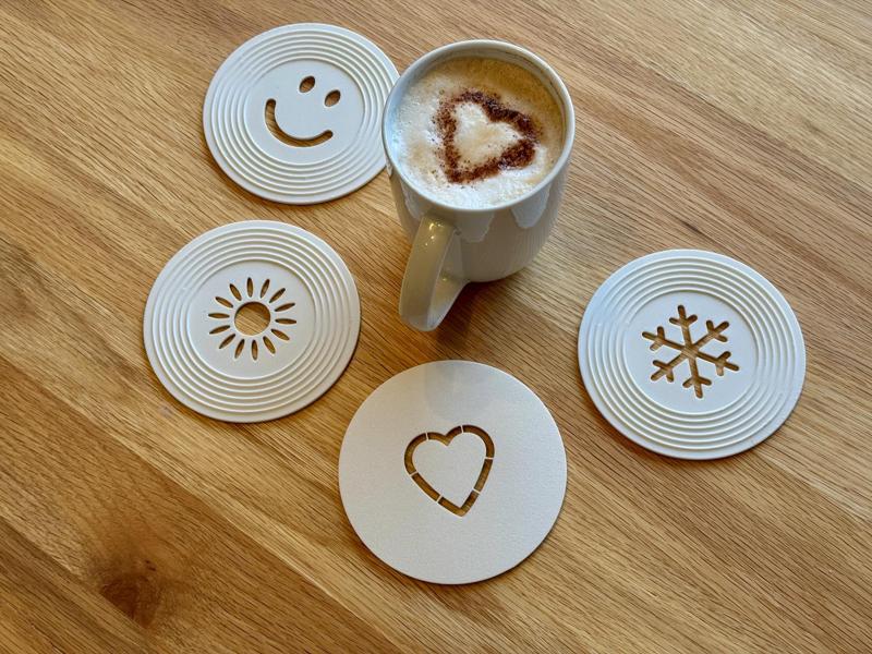 Coffee stencils - with automatic centring  
