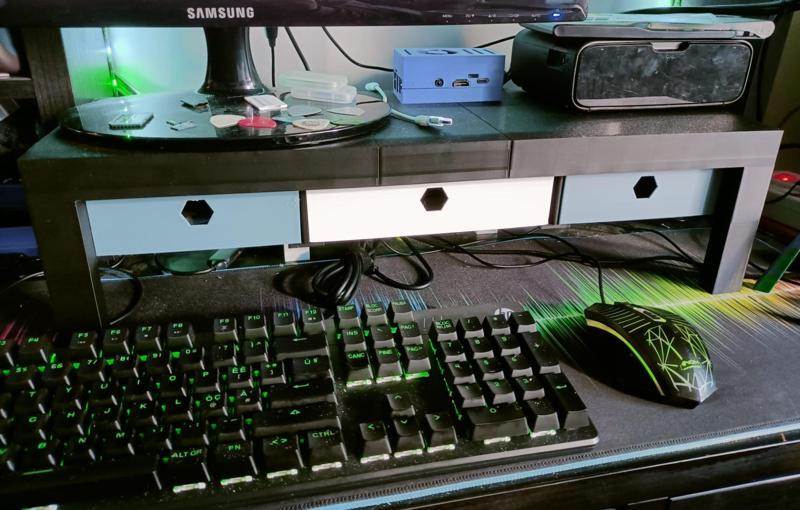 Monitor Riser - Stand with drawers + Extension Kit