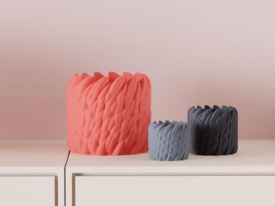 Attractive plant pot with 3d texture.  Planter