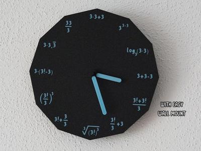 Math Clock 3 with easy wall mount helper