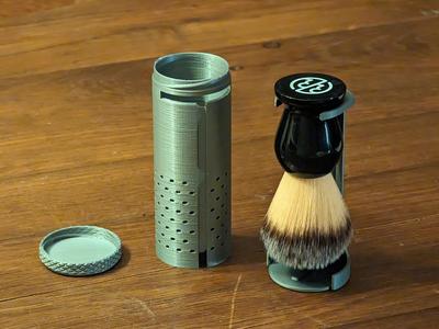 Shaving brush travel case with stand (parametric)