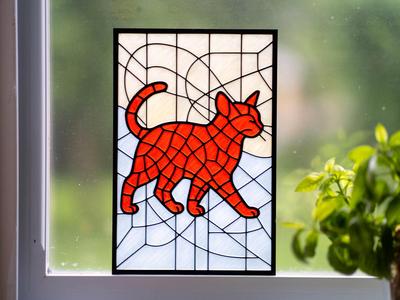 cat stained glass translucent PLA art decoration