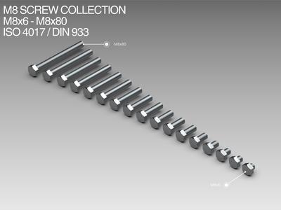 M8 Screw Collection M8x6-M8x80 ISO 4017 / DIN 933