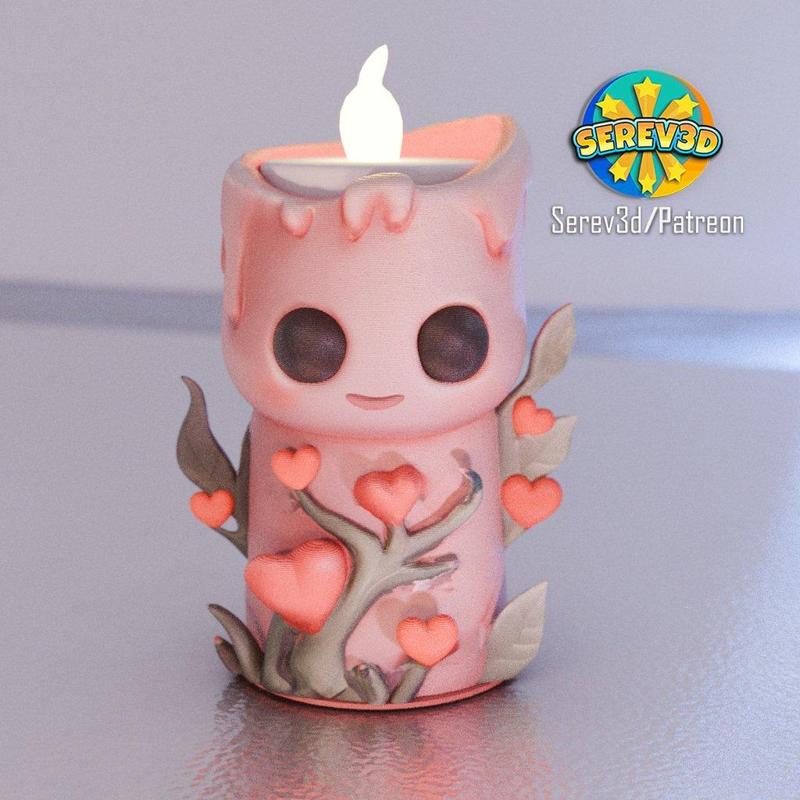 Cute Valentines Candle (with hidden note space)-Serev3D