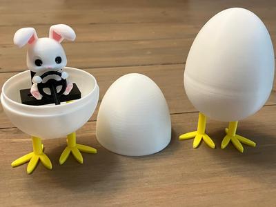 Easter Bunny driving egg mecha