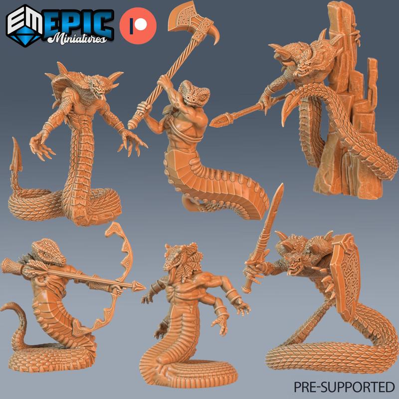 Serpentfolk Cobra Set / Serpent Folk  Warrior / Snake Soldier / Sand Dune Reptile / Desert Encounter