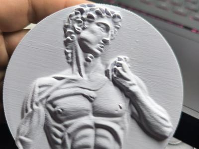 Michelangelo's David in relief
