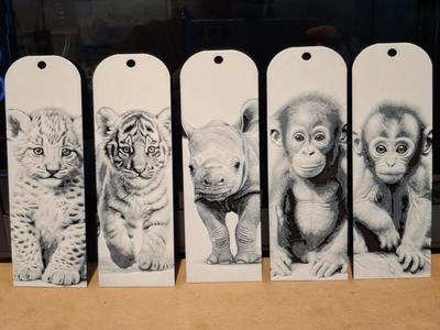 set 2 - Jungle animal bookmarks - greyscale