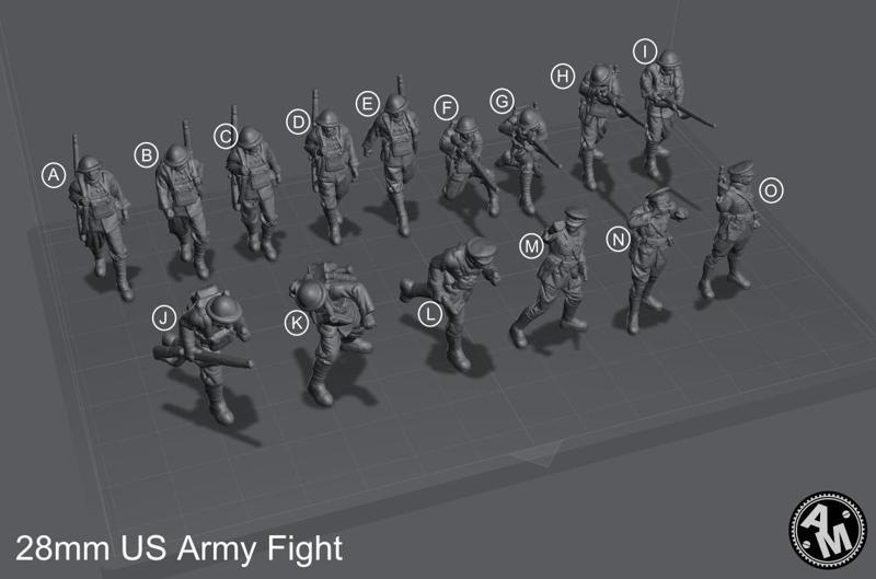 WW1 US Squad - Wargame - 28mm - Files Pre-supported - Files Test Printed.