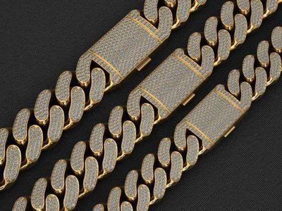 3 SIZE MIAMI CUBAN LINK CHAIN NECKLACE BRACELET 3D Model Collection
