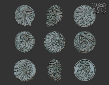 Native American Patriarch basrelief Pack 240918 3D Model Collection