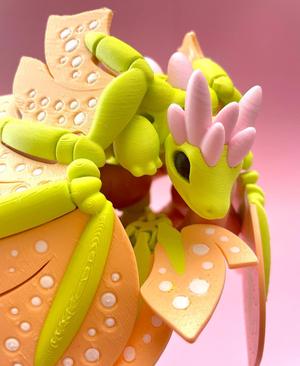 blossom dragon — articulated flexi print-in-place fidget fantasy creature