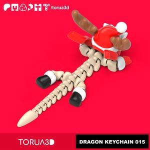 Articulated Christmas Dragon Keychain 015 - Print in place - No supports - 3mf - STL