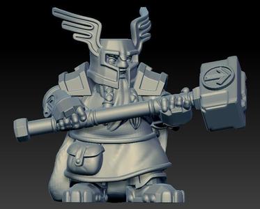Warrior dwarf with two-handed hammer