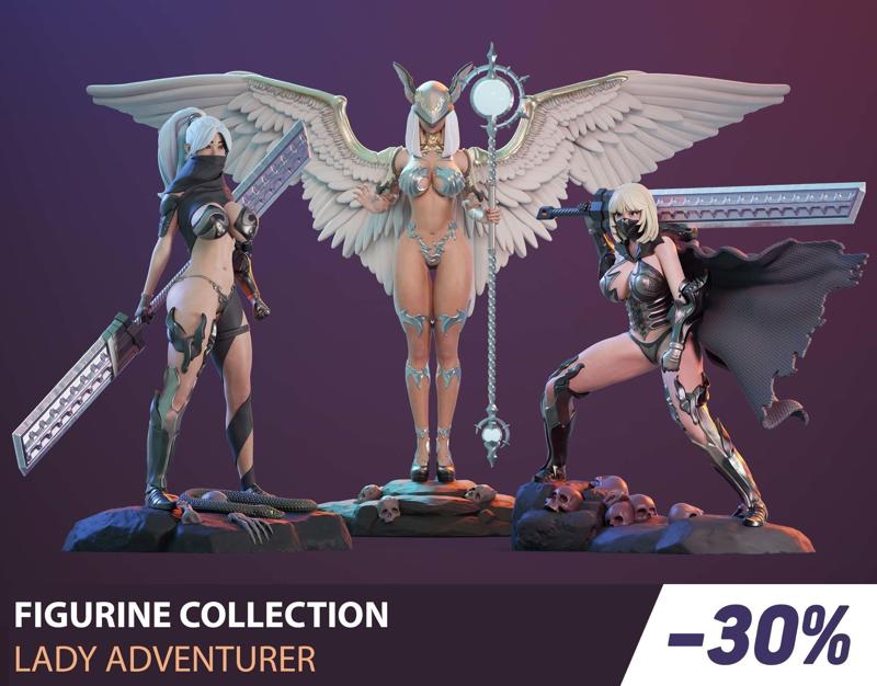 Figurine collection - Lady adventurer - 3 PIECES