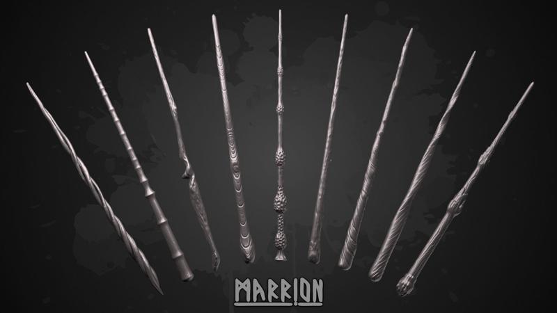 Magic wands from Hogwarts Legacy 3D Model Collection