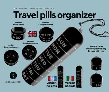 Travel pills organizer