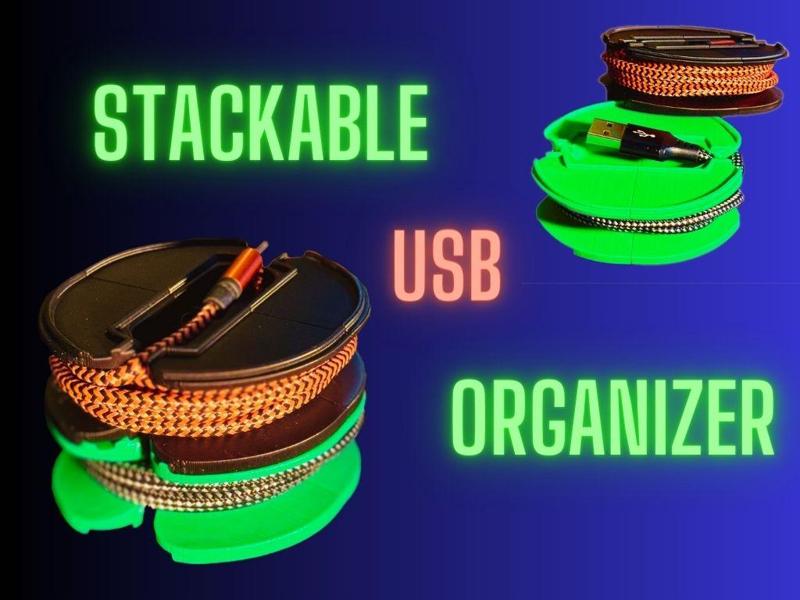Stackable USB cable organizer