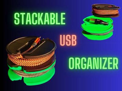 Stackable USB cable organizer