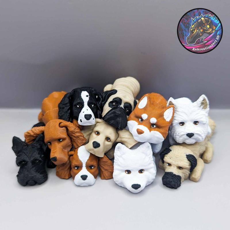 Baby Flexi Dog Keychains Set 5