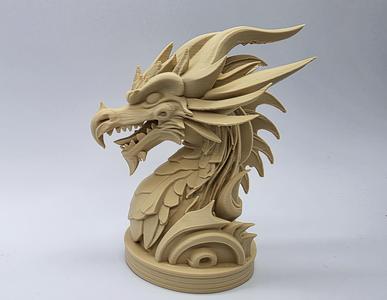 Wood-Carved Dragon Bust #2