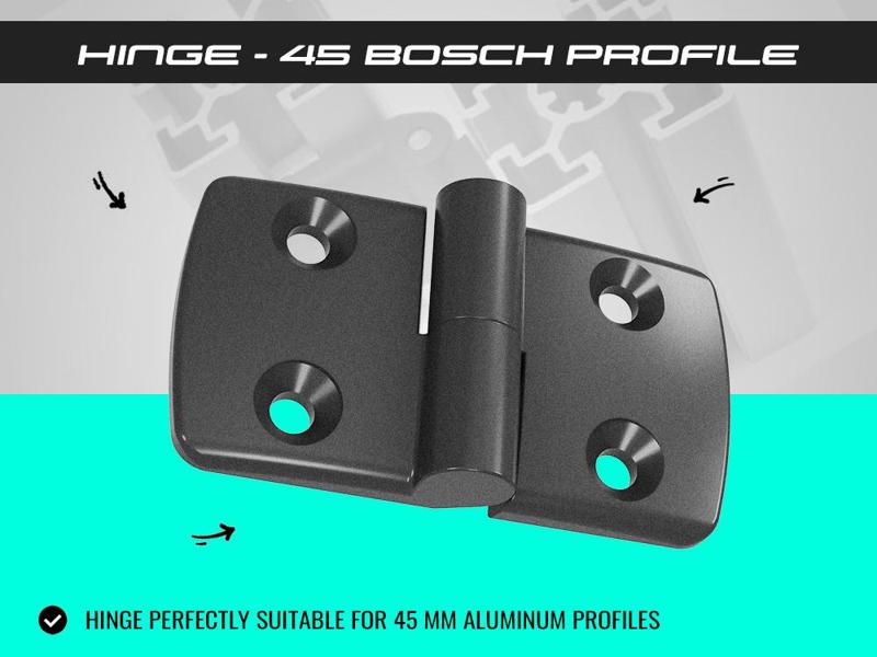 Hinge for 45 mm Aluminum Profiles