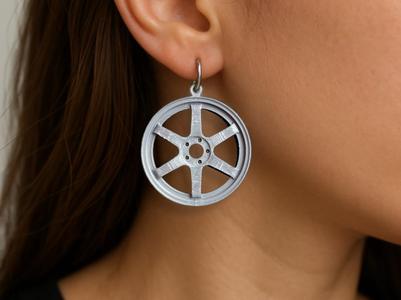 Iconic JDM TE37 wheel rim earrings for car girls