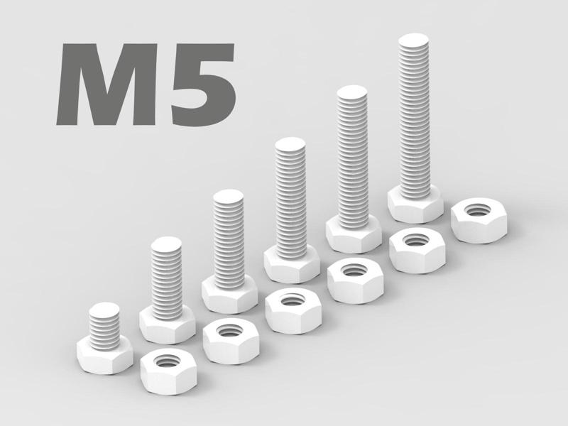 M5 Bolt and Nut - 6 variations / Tolerance Test /