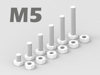 M5 Bolt and Nut - 6 variations / Tolerance Test /