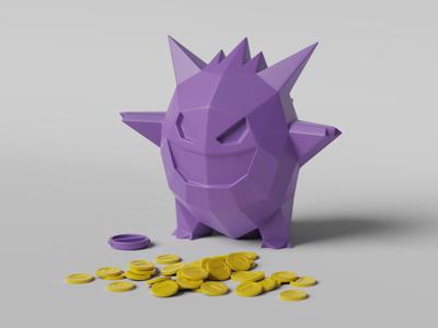 Low-poly Gengar - Piggy Bank