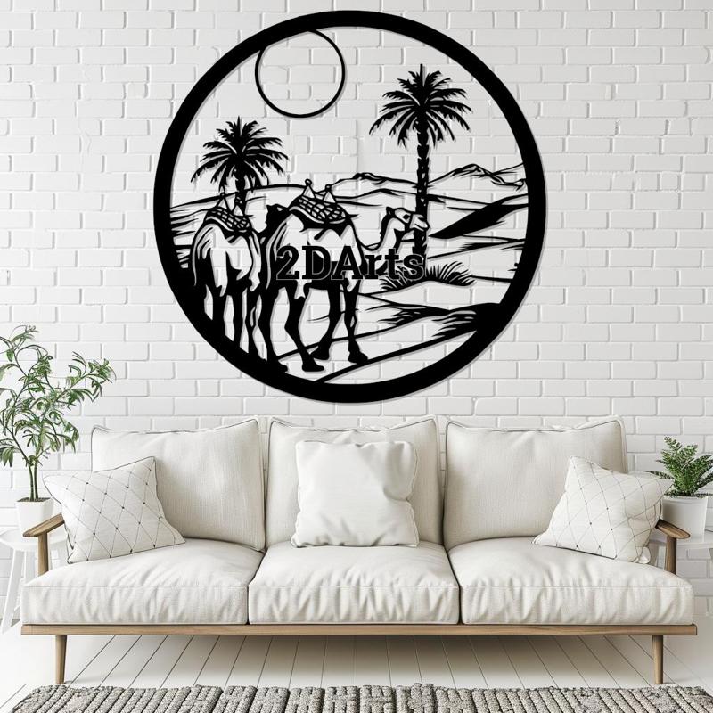 Camels in Desert 2D Wall Art/Window Art