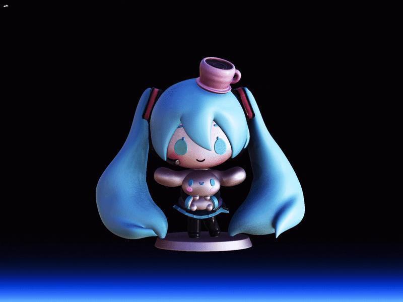 Hatsune Miku X Cinnamoroll Chibi Figure - Fan Art 3D Print Model
