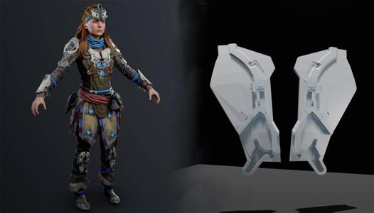 Back armor part from the Shiled weaver armor used by Aloy from Horizon Zero Dawn and Horizon forbidden west videogame