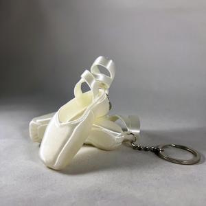 Realistic Keychain-Sized Ballet Pointe Shoe with Ribbons / Ballet Slipper