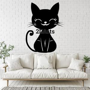 Cute Cat 2D Wall Art/Window Art - Digital STL & SVG Files for 3D Printing and Laser Cutting