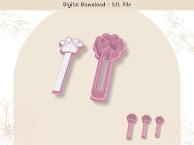 Paw Print Bookmark Cutter for Polymer Clay | Digital STL File | Clay Tools | 3 Sizes Clay Cutters | 